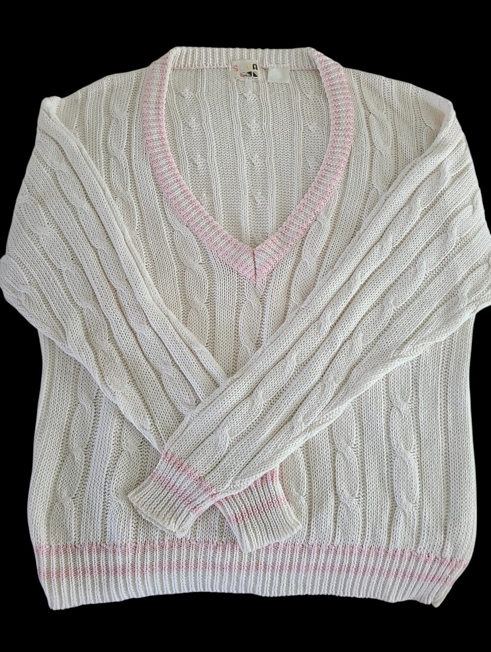 SODA Vintage Late 80s Unisex Cable-knit Tennis Sweater